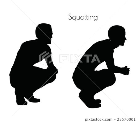 man in Sitting Squatting  pose on white background 25570001