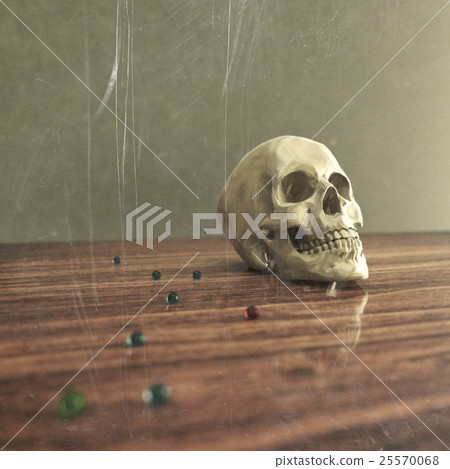 skull lies on red old wooden skull lies on red old wooden 25570068