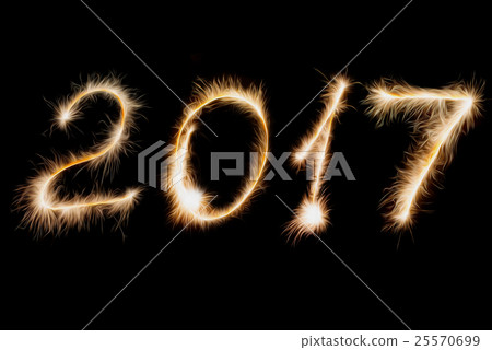 Inscription 2017 made sparklers. Happy New Year . Inscription 2017 made sparklers. Happy New Year . 25570699