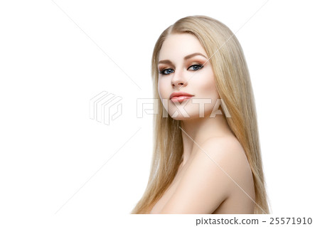 Beautiful girl with blond long hair and makeup 25571910