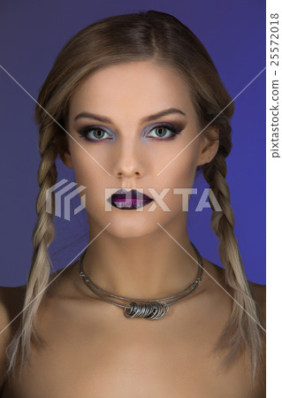 Beautiful girl with dark purple lips 25572018