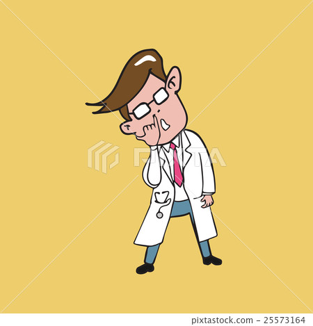 Doctor put finger into nose cartoon drawing 25573164