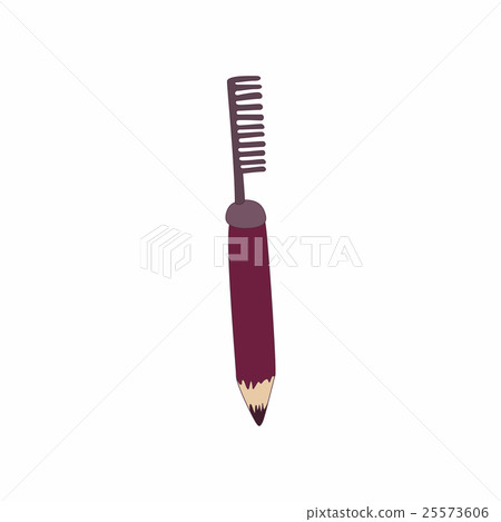 Cosmetic pencil with comb icon, cartoon style 25573606
