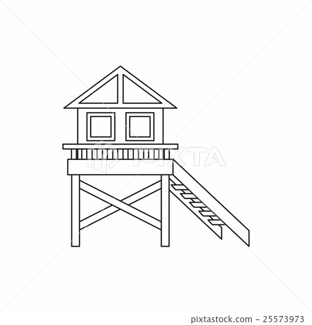 Wooden stilt house icon, outline style 25573973