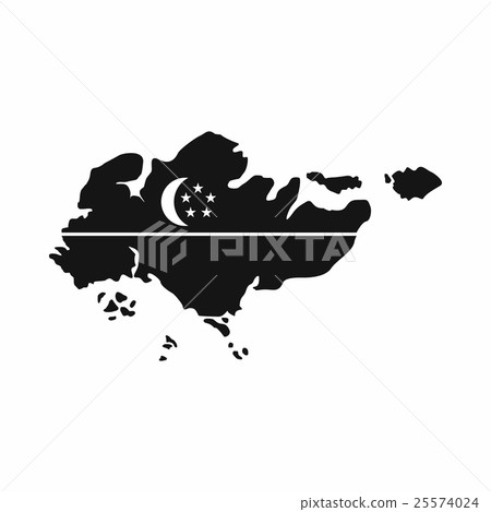 Map of Singapore with flag icon, simple style 25574024