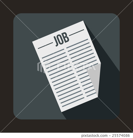 Newspaper with the headline Job icon, flat style 25574086