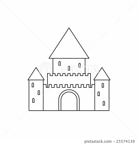 Chillon Castle, Switzerland icon, outline style 25574139
