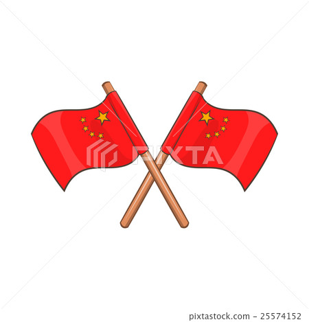 Two crossed flags of China icon, cartoon style 25574152