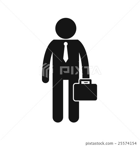 Businessman standing with his briefcase icon 25574154