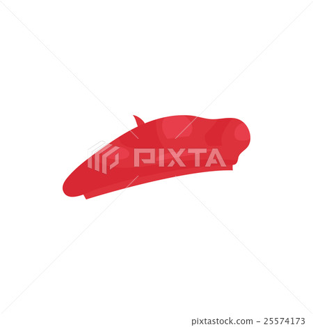 Red French felt beret icon, cartoon style Red French felt beret icon, cartoon style 25574173