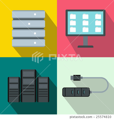 Database banners set, flat style 25574810