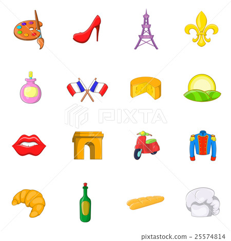 France icons set, cartoon style 25574814