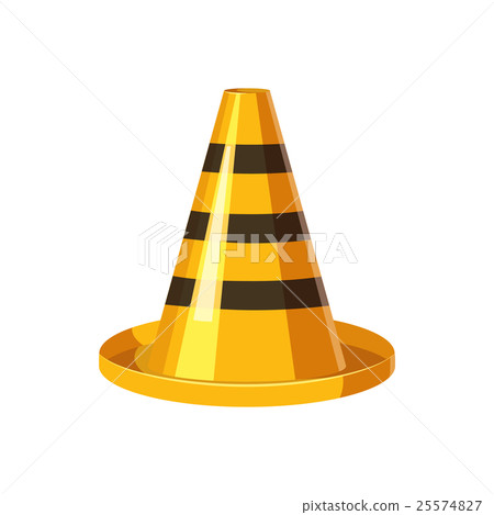 Yellow and black traffic cone icon, cartoon style Yellow and black traffic cone icon, cartoon style 25574827