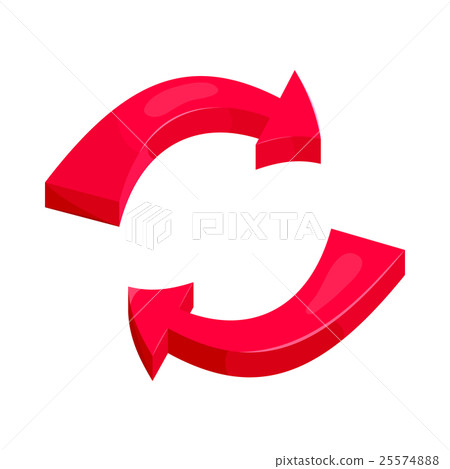 Red refresh arrows icon in cartoon style Red refresh arrows icon in cartoon style 25574888