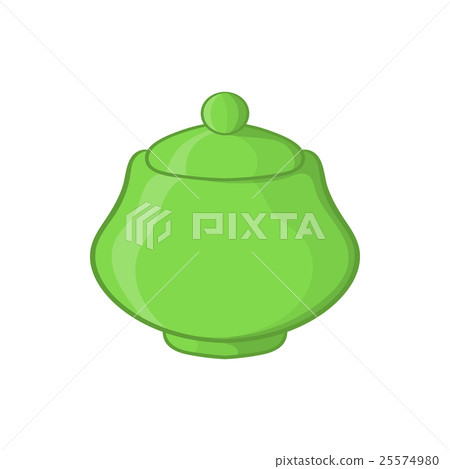 Green ceramic sugar bowl icon, cartoon style Green ceramic sugar bowl icon, cartoon style 25574980