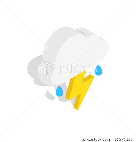 White cloud with lightning and rain drops icon White cloud with lightning and rain drops icon 25575136
