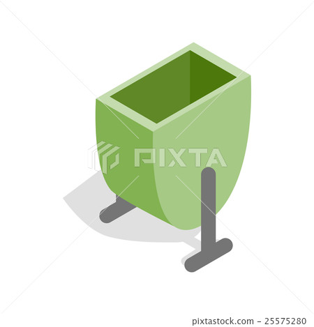 Green Trash Outdoor Bin Icon, Isometric 3d Style - Stock Illustration ...