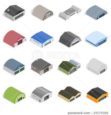Hangar Icons set, isometrc 3d style Hangar Icons set, isometrc 3d style 25575305