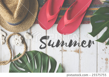Summer Break Lifestyle Flipflop Vacatoin Words Concept Summer Break Lifestyle Flipflop Vacatoin Words Concept 25575755