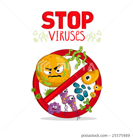 Cartoon viruses characters isolated vector 25575989