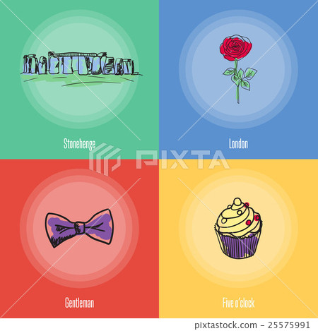 British National Symbols Vector Icons Set 25575991