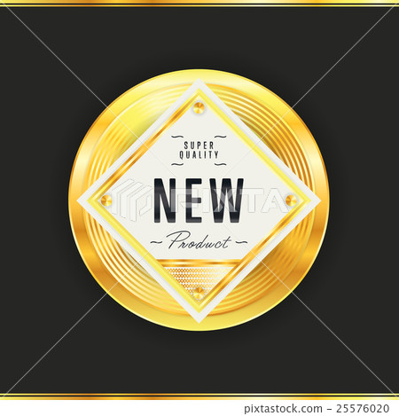 Gold badge with black text vector isolated - Stock Illustration ...