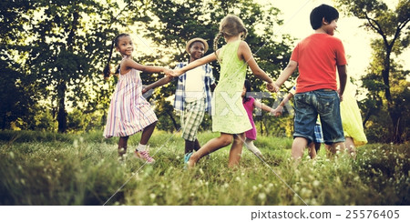 Child Friends Boys Girls Playful Nature Cheerful Concept Child Friends Boys Girls Playful Nature Cheerful Concept 25576405