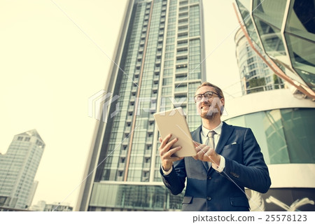 Businessman Working Connecting Tablet Concept Businessman Working Connecting Tablet Concept 25578123