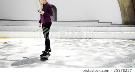 Woman Playing Skateboard Extreme Sport Concept 25578237