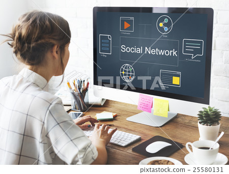 Technology Communication Icons Symbols Concept 25580131