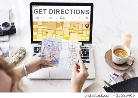 GPS Destination Route Map Graphic Concept GPS Destination Route Map Graphic Concept 25580409
