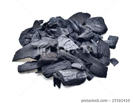 natural wood charcoal isolated on white 25581410