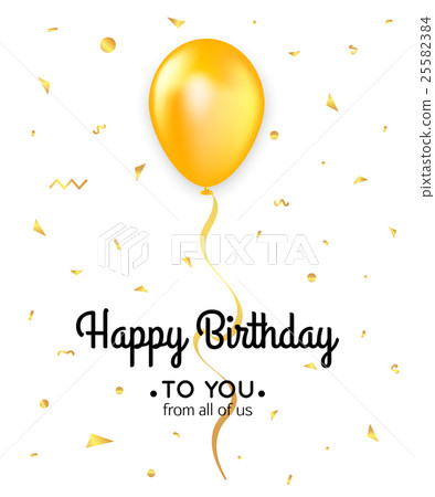 Birthday card template with yellow balloon Birthday card template with yellow balloon 25582384