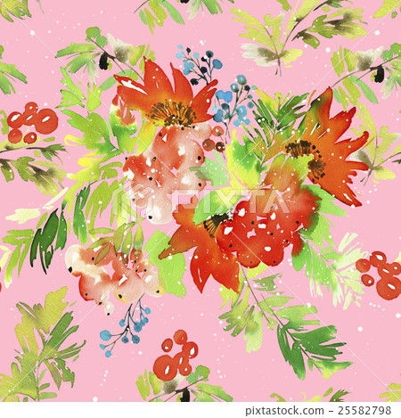 Watercolor seamless Christmas pattern - Stock Illustration [25582798 ...