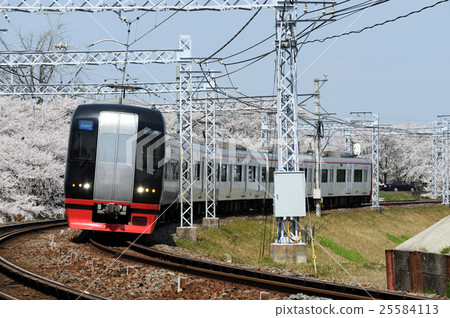 Meitetsu express and cherry blossoms at Kasamatsu 25584113
