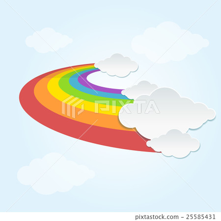 Rainbow and Cloud in The Sky. Vector 25585431