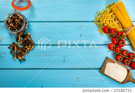 Food blue background Food blue background 25586755