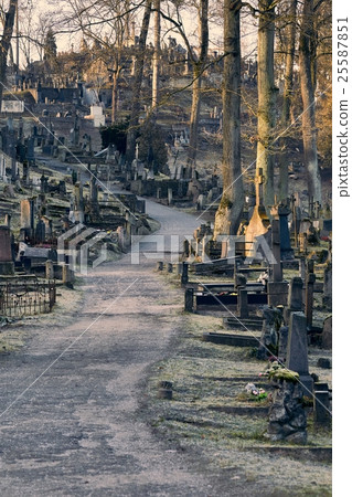 Graveyard with tombstones Graveyard with tombstones 25587851