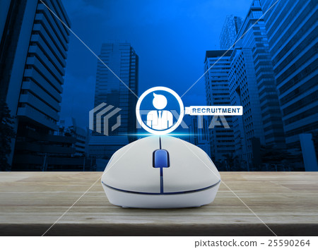 Mouse with businessman and magnifying glass icon 25590264