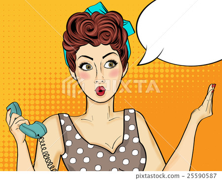 Pop art woman . Comic woman with speech bubble Pop art woman . Comic woman with speech bubble 25590587
