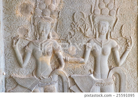 Bas-relief sculpture at Angkor Wat, Cambodia 25591095