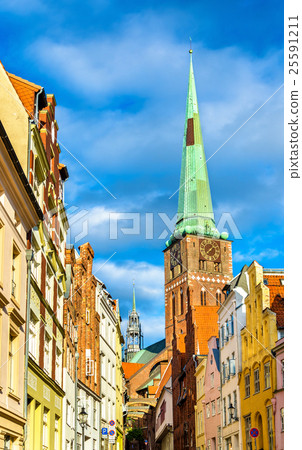 View of Jakobikirche, St. Jakobi Church in Lubeck 25591211