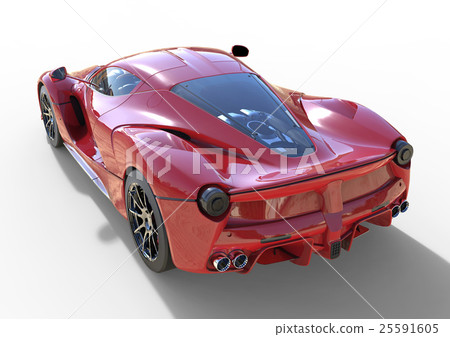 Sports car rear view. The image of a sports red Sports car rear view. The image of a sports red 25591605