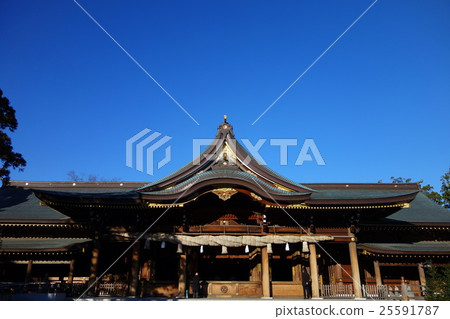 Samukawa Shrine Main Hall blue sky Samukawa Shrine Main Hall blue sky 25591787