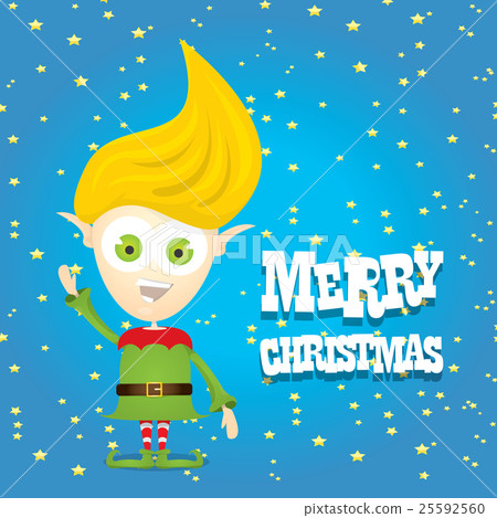 vector cartoon cute happy Christmas elf 25592560