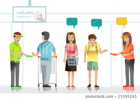 Advertising leaflets in supermarket. 25595243