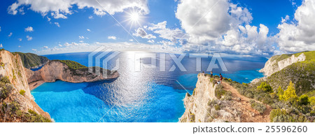 Navagio beach and shipwreck on Zakynthos in Greece Navagio beach and shipwreck on Zakynthos in Greece 25596260