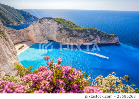 Navagio beach and shipwreck on Zakynthos in Greece Navagio beach and shipwreck on Zakynthos in Greece 25596268