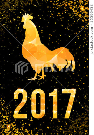 Happy 2017 Chinese New Year card. Vector poster of Happy 2017 Chinese New Year card. Vector poster of 25596458