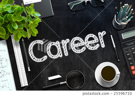 Career on Black Chalkboard. 3D Rendering. 25596710